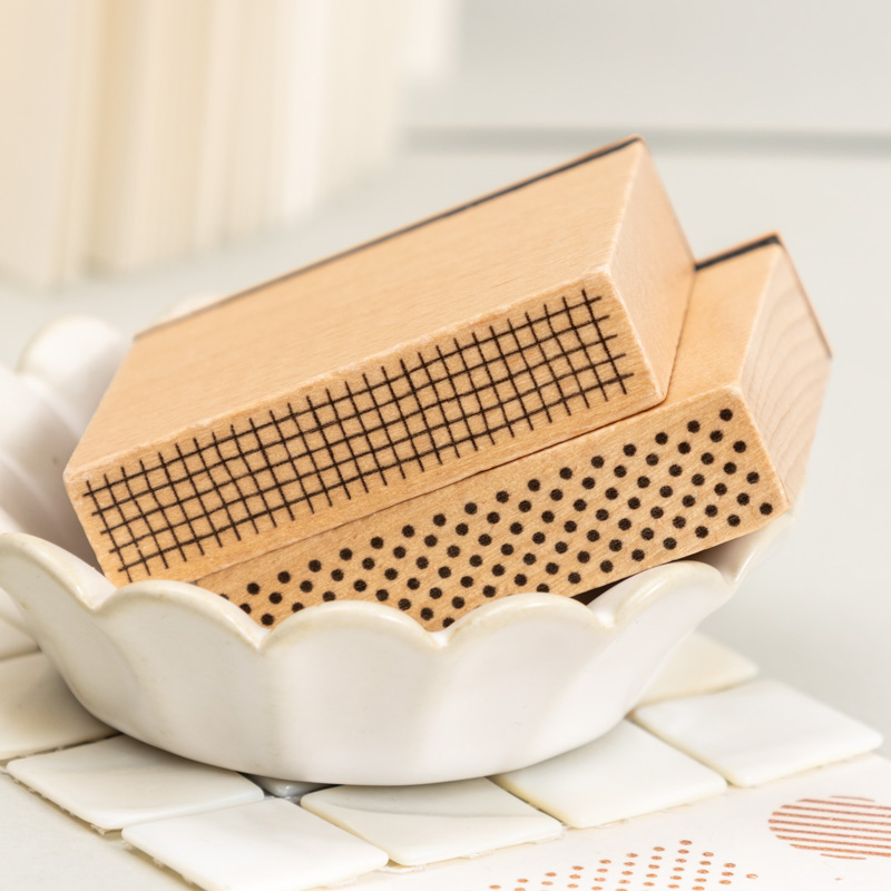 Rubber Date Stamp - JIANQI Geometric Aesthetics Wooden Rubber Stamps