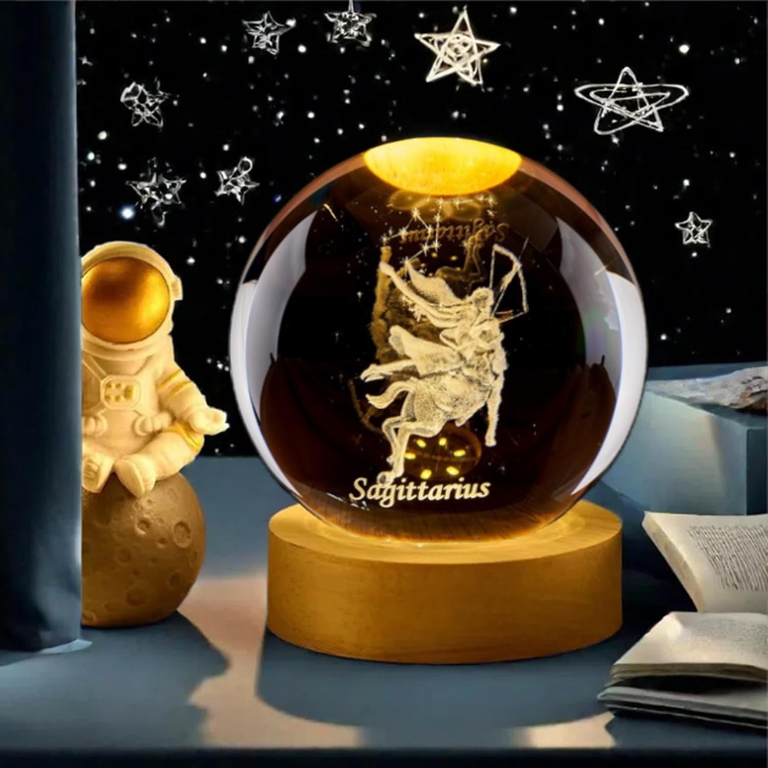 3D Sagittarius Crystal Ball wi - Paper Weight Crystal ulasan dan harga