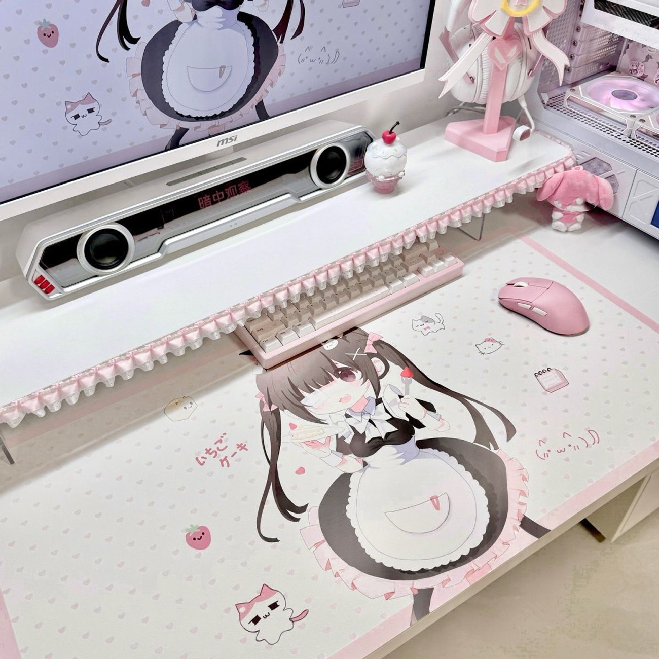 Cute Anime Maid Girl PU Leathe - Leather Desk Pad ulasan dan harga