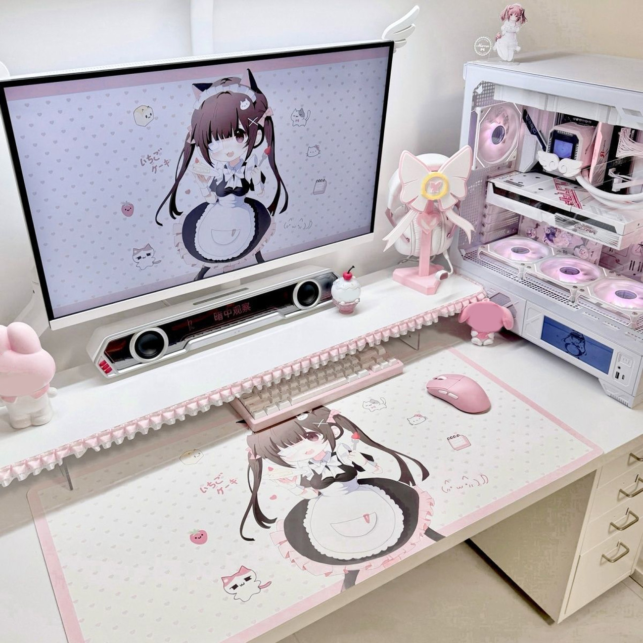 Cute Anime Maid Girl PU Leathe - Leather Desk Pad ulasan dan harga