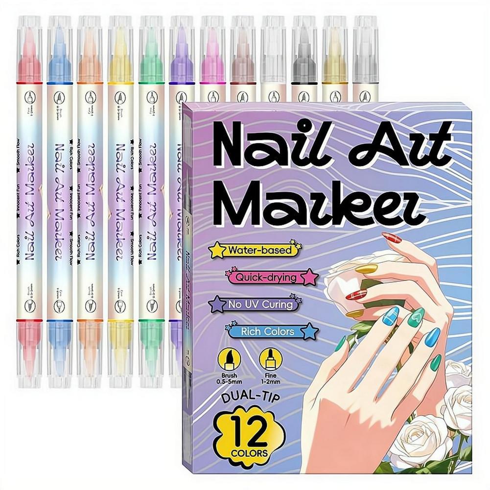 12/24 Colors Dual Tip Nail Art - Correction Pen Fine ulasan dan harga