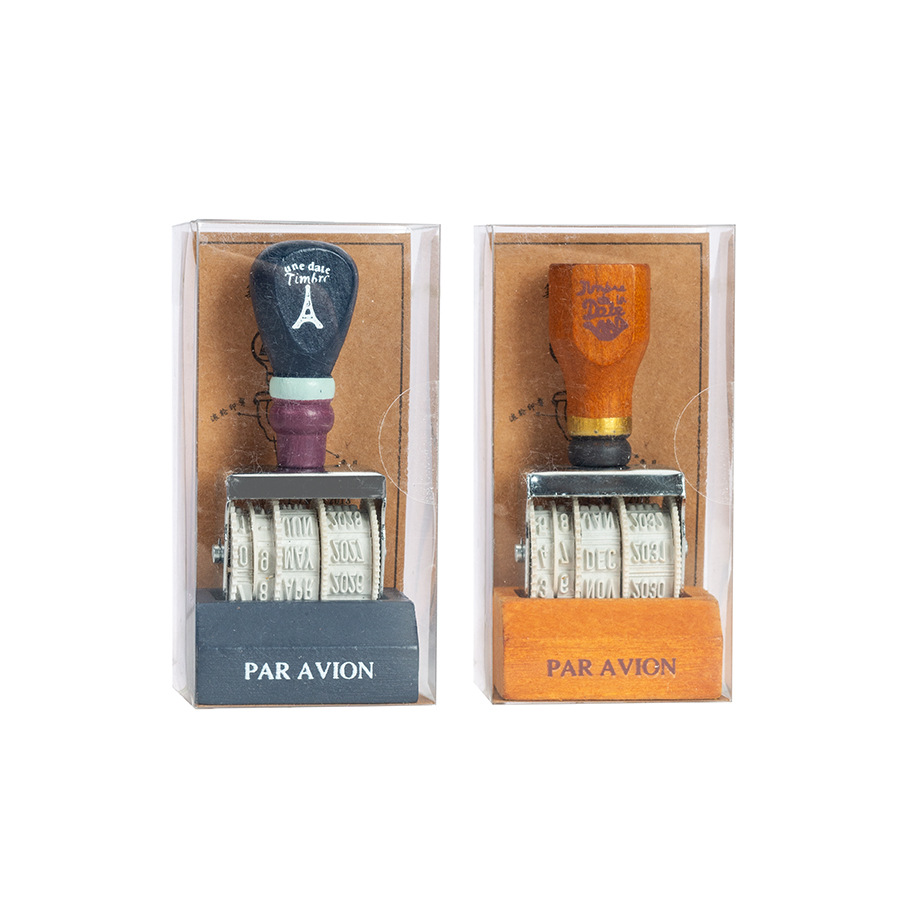 1Pcs Retro Wooden Roller Date  - Rubber Date Stamp ulasan dan harga
